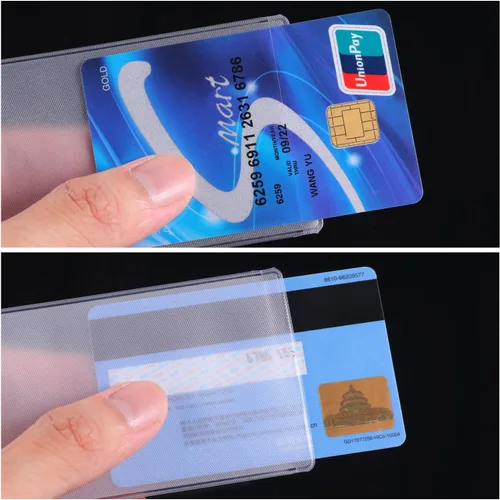 Vista 4 de Paquete de 100 fundas transparentes para tarjetero, impermeables, protector de tarjetas de Medicare, de plástico suave, funda de crédito