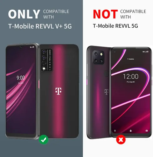 Vista 2 de Funda para T-Mobile REVVL V Plus 5G, protección de grado militar, a prueba de golpes, soporte integrado compatible con teléfono REVVL V Plus 5G Azul