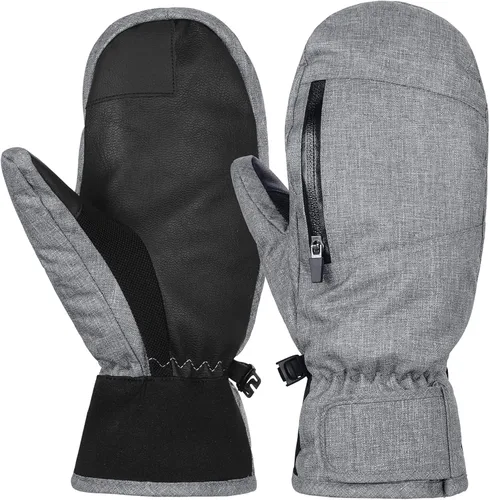 Vista 2 de Durio Manoplas de esquí para mujeres y hombres, guantes de esquí impermeables para hombres y mujeres, guantes de nieve con pantalla táctil