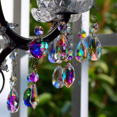 Vista 4 de Prisma de cristal colgante para ventanas, decoración de candelabro, arco iris, 12