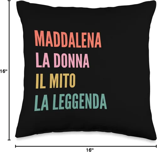 Vista 4 de Disegni Di Nomi Italiani Divertenti Per Maddalena Divertida almohada italiana con diseño de primer nombre, 16 x 16 pulgadas, multicolor