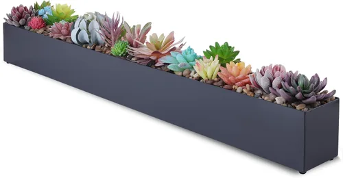Vista 10 de Caja rectangular moderna de acero inoxidable para plantas