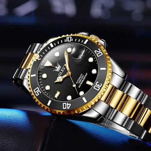 Vista 8 de OLEVS Relojes mecánicos automáticos para hombre, cuerda automática, de acero inoxidable de lujo, sin batería