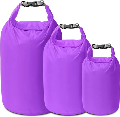 Vista 10 de Juego de bolsas secas, impermeables, pequeñas y ligeras, para tabla de remo, kayak, pesca, campamento (azul, 2 L + 5 + 10 L)