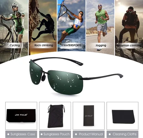 Vista 7 de JIM HALO Lentes de sol deportivos para hombres y mujeres, TR90 sin montura para correr, pescar, ciclismo, conducción