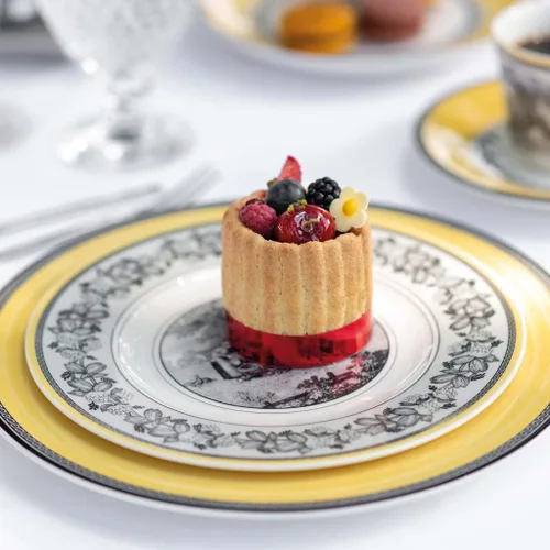 Vista 3 de Villeroy & Boch Audun Ferme - Plato para ensalada, 8.5 pulgadas, porcelana premium, blanco/gris/amarillo