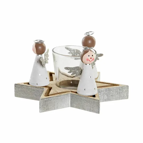 Vista 2 de Portavelas Navideño DKD Home Decor Cristal Madera (17 x 17 x 9 cm)