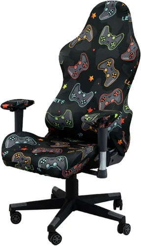 Vista 6 de Fundas para sillas de videojuegos, con funda para reposabrazos, fundas para sillas de computadora, elásticas, lavables a máquina, funda de asiento