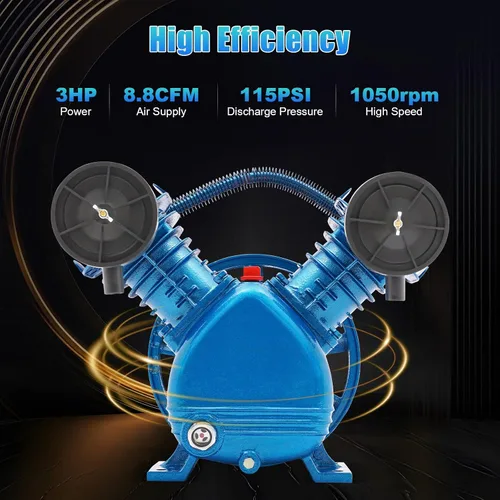 Vista 3 de Cabezal de bomba de compresor de aire 2200W 3HP, compresor de aire de doble cilindro de 2 pistones Bomba de cabeza de 1 etapa Reemplazo estilo V