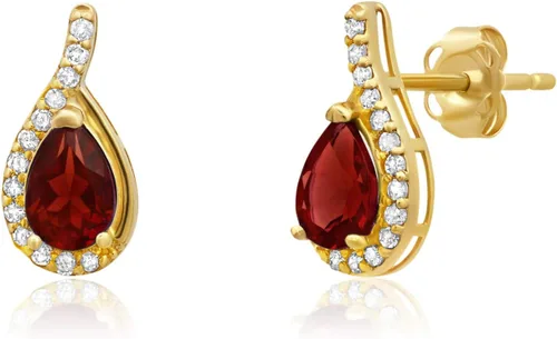 Vista 11 de 14K Yellow or White Gold 6x4mm Gemstone Pear Shape Drop Stud Earrings Azul zafiro creado