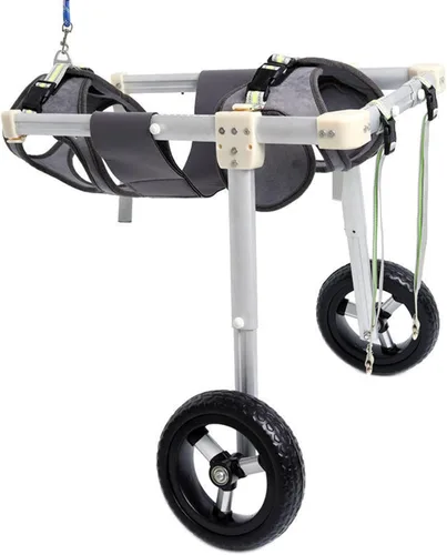 Vista 9 de Silla de ruedas para perros para patas traseras, rehabilitación ajustable, 2 ruedas, carrito de perros, silla de ruedas para perros con patas