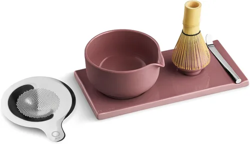 Vista 9 de Fellow Juego de 6 cuencos de cerámica Matcha con bandeja de exhibición Negro mate
