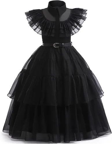 Vista 2 de Disfraz de Halloween para niñas, disfraz de cosplay con peluca, cinturones y accesorios, 3T-12T