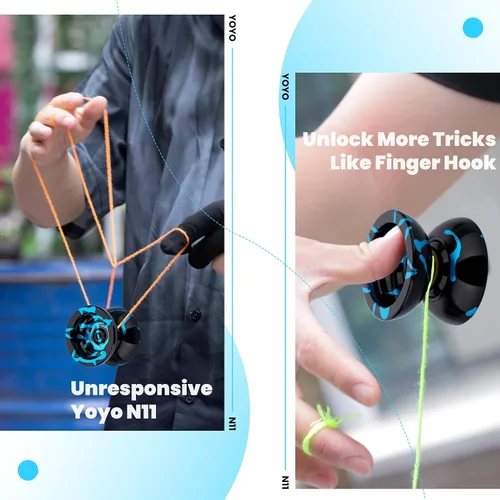 Vista 3 de MAGICYOYO N11 Yo-yo profesional no sensible para avanzados, yo-yo de trucos de metal de modo dual con rodamiento de yo-yo sensible para niños