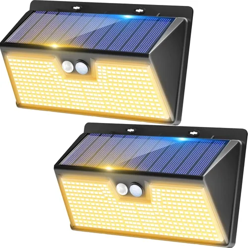 Vista 22 de Luces solares para exteriores, paquete de 1 unidad, 140 LED/3 modos de sensor de movimiento, luces para exteriores, alimentadas por energía solar