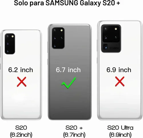 Vista 2 de Funda S20 Plus con 2 protectores de pantalla de TPU, 3 en 1, a prueba de golpes, resistente para Galaxy S20 Plus (negro/gris)