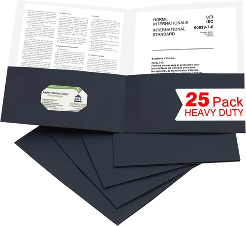 Vista 13 de Zzrywuty 100 Paquetes de Carpetas de Archivo de Dos Bolsillos con Ranura para Tarjetas de Visita, Papel Texturizado, Tamaño Carta, Capacidad