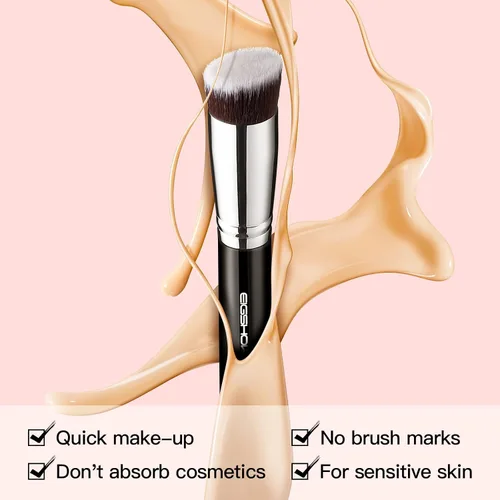 Vista 4 de EIGSHOW - Brocha para base de maquillaje Kabuki de parte superior plana, para líquidos, crema y polvo, mezcla, pulido, punteado, aplicación