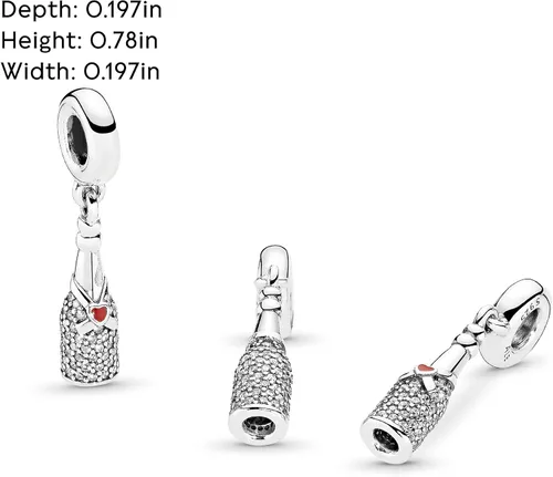 Vista 5 de PANDORA Joyería botella de vino espumoso colgante colgante zirconia cúbica encanto en plata de ley, Metal Esmalte, Circonita Cúbica
