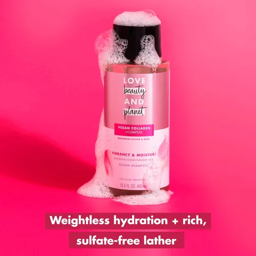 Vista 6 de Love Beauty and Planet Champú y acondicionador Murumuru Butter & Rose 2 unidades para cabello teñido champú y acondicionador sin silicona, sin