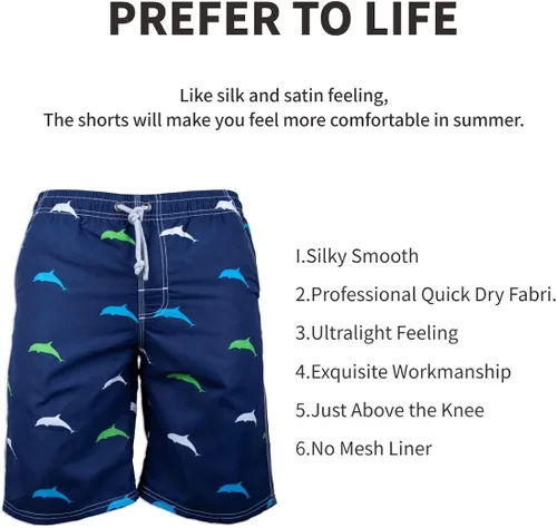 Vista 7 de PREFER TO LIFE Pantalones cortos para hombre, secado rápido, playa, vacaciones, fiesta, bermudas, natación, pantalones grandes