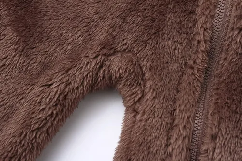 Vista 6 de Mameluco esponjoso con capucha de forro polar de manga larga con cremallera para bebé