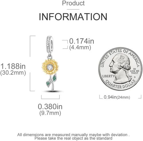 Vista 4 de CYCUFF Abalorios de plata de ley 925 adecuados para collares de dijes, pulseras, abalorios, joyería de regalo para mujeres, familiares y amigas