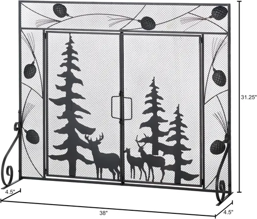 Vista 3 de Zings & Thingz 57071351 Pine Forest - Pantalla para chimenea, sin tamaño, color negro