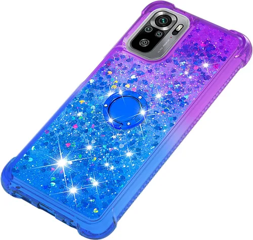 Vista 6 de Funda para Redmi Note 10 4G, funda para Redmi Note 10S, brillante efecto arenas movedizas, carcasa protectora de TPU con cuatro esquinas para Redmi
