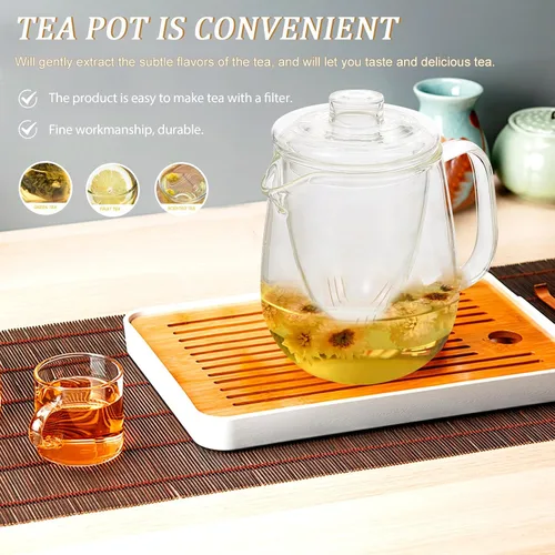 Vista 6 de Tetera de vidrio resistente al calor para té de hojas sueltas Cafetera perfumada transparente para adultos para hierbas verdes