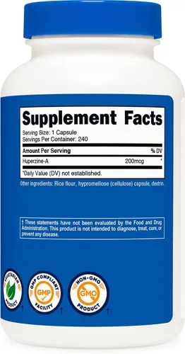 Vista 5 de Nutricost Cápsulas de Huperzina A 200 mcg, 240 Cápsulas - Sin OMG, Apto para Vegetarianos