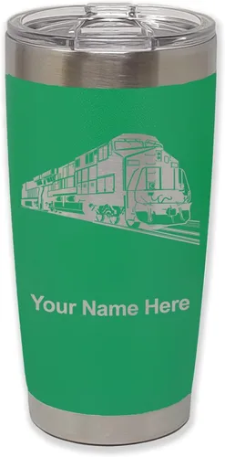 Vista 37 de LaserGram Vaso aislado al vacío de 20 onzas, tren de carga, grabado personalizado incluido (negro)