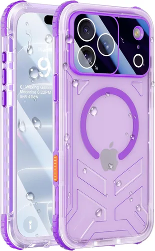 Vista 14 de Funda impermeable para iPhone 15 con Magsafe, protector de pantalla, cordón, IP68 militar de cuerpo completo a prueba de golpes, para deportes Negro