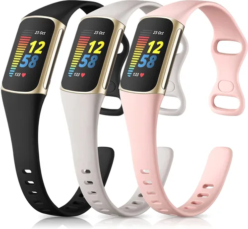 Vista 10 de Maledan Compatible con bandas Fitbit Charge 5 para mujeres y hombres, correa delgada transpirable de silicona suave para deportes, accesorios