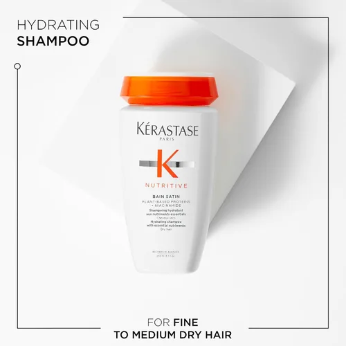 Vista 2 de Champú Kerastase Nutritive Bain Satin Limpia suavemente y repone la humedad para un cabello suave y brillante Con proteínas a base de plantas