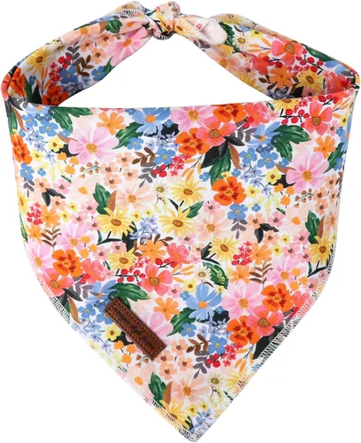 Vista 31 de Unique Style Paws Bandanas para perros, 1 unidad, lavables, de algodón, triangular, para otoño, con margaritas de abeja, para perros y gatos