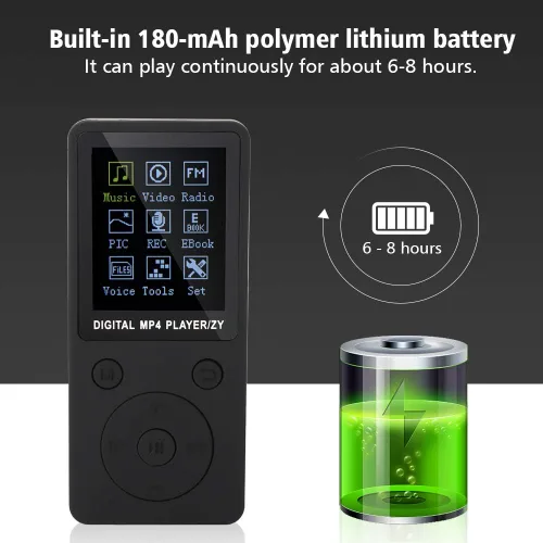 Vista 8 de Lazmin112 Reproductor de música MP4, reproductor de música portátil multifunción de 1.8 pulgadas con auriculares, compatible con tarjeta TF de 32
