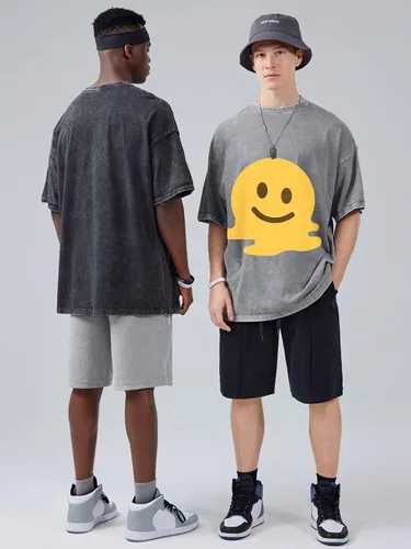 Vista 5 de Camisetas de algodón para hombre, de gran tamaño, unisex, de manga corta, casual, holgada, de lavado, unicolor, básicas
