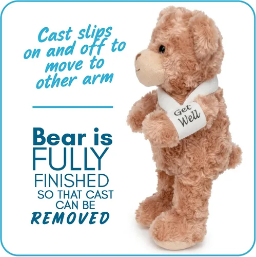 Vista 9 de Jolitee Oso de peluche con brazo roto con brazo izquierdo o derecho, regalo de recuperación de animales de peluche para niños, 10.5 pulgadas