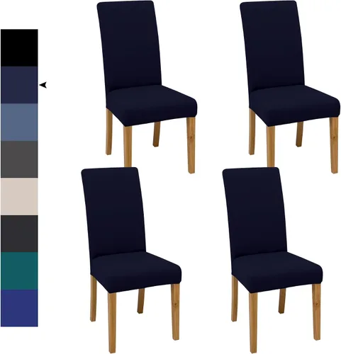 Vista 77 de Fundas para Sillas de Comedor, Juego de Fundas para Sillas de Comedor de 4 Piezas, Fundas Elásticas para Sillas de Cocina, Fundas para Sillas