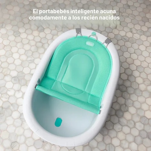 Vista 2 de Frida Baby Bañera de bebé 4 en 1 Grow-with-Me, bañera para recién nacidos a niños pequeños con asiento de baño extraíble y respaldo para soporte