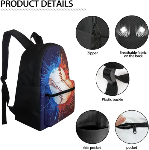Vista 18 de FOR U DESIGNS Fuego baloncesto impreso niños escuela mochilas viaje mochila libro bolsa