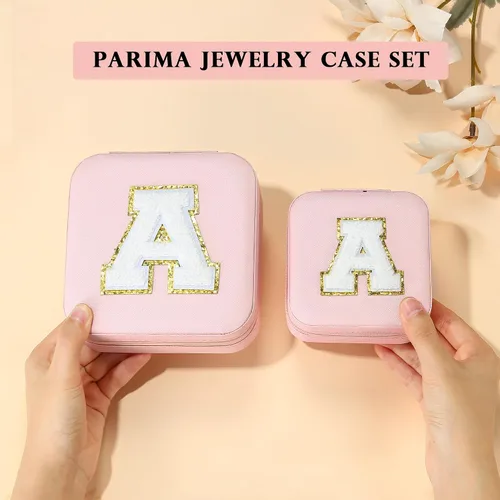 Vista 5 de Organizador de joyas y joyero de viaje, 2 piezas de regalo rosa, estuche de viaje para mujeres, organizador de joyas de viaje para mujeres, regalos