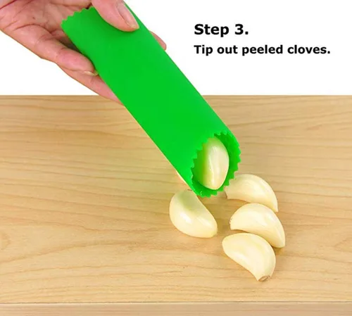 Vista 4 de Sinnsally Pelador de Ajo Removedor de Piel Rodillo Guardador, Fácil y Rápido para Pelar Dientes de Ajo con Tubo Rodillo de Silicona Herramienta de 3
