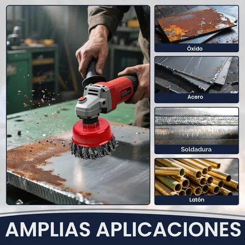 Vista 5 de Paquete de 3 cepillos de rueda de alambre para amoladora angular, rueda de alambre de 4 pulgadas para amoladora angular, ruedas de alambre