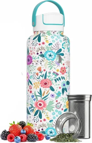 Vista 10 de Botella vaso térmico para té de 22 onzas con infusor, taza de viaje