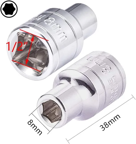 Vista 2 de Utoolmart 2 piezas de 1/2 pulgada hexagonal zócalo, 6-punto 0.315 in Drive métrico socket para reparaciones generales