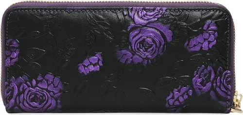 Vista 2 de ArtsEye Rose - Cartera de piel auténtica con cremallera larga