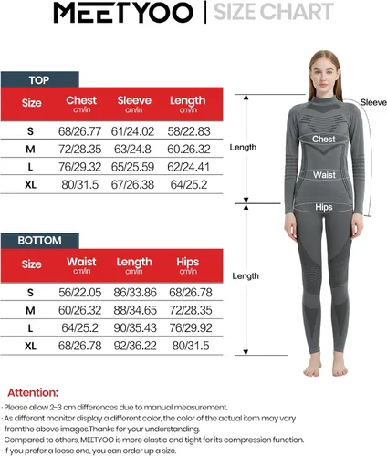 Vista 6 de Conjunto de ropa interior térmica para mujer, pantalones largos de invierno, capa base cálida, conjunto superior e inferior para esquiar