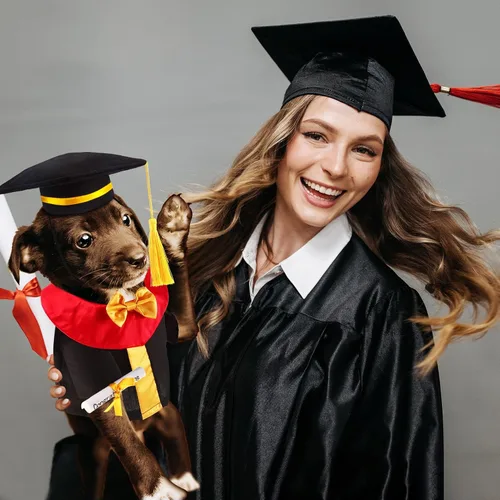 Vista 4 de Juego de 1 bata de oso de peluche de graduación que se adapta a la mayoría de los niños de 8 a 13 pulgadas, disfraz de oso de peluche para mascotas